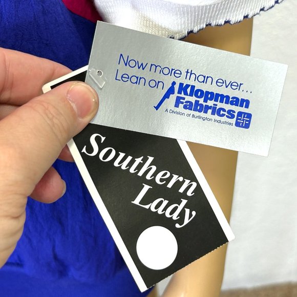 Southern Lady Womens L Blue Floral‎ Short Sleeve Blouse Shirt Stretch Waistband - Picture 9 of 13